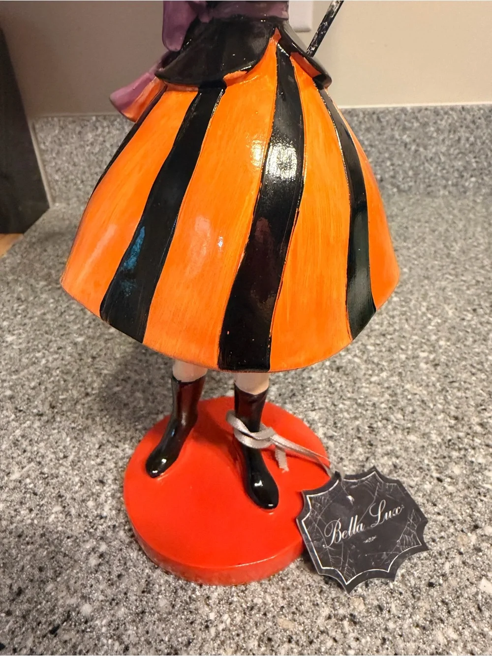Bella Luxx Orange & Black Witch Figurine with Festive Balloons